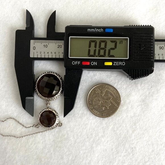 Sterling Silver SGL 925 India Faceted Round Smoky Quartz Pendant Necklace 18" - Picture 15 of 16